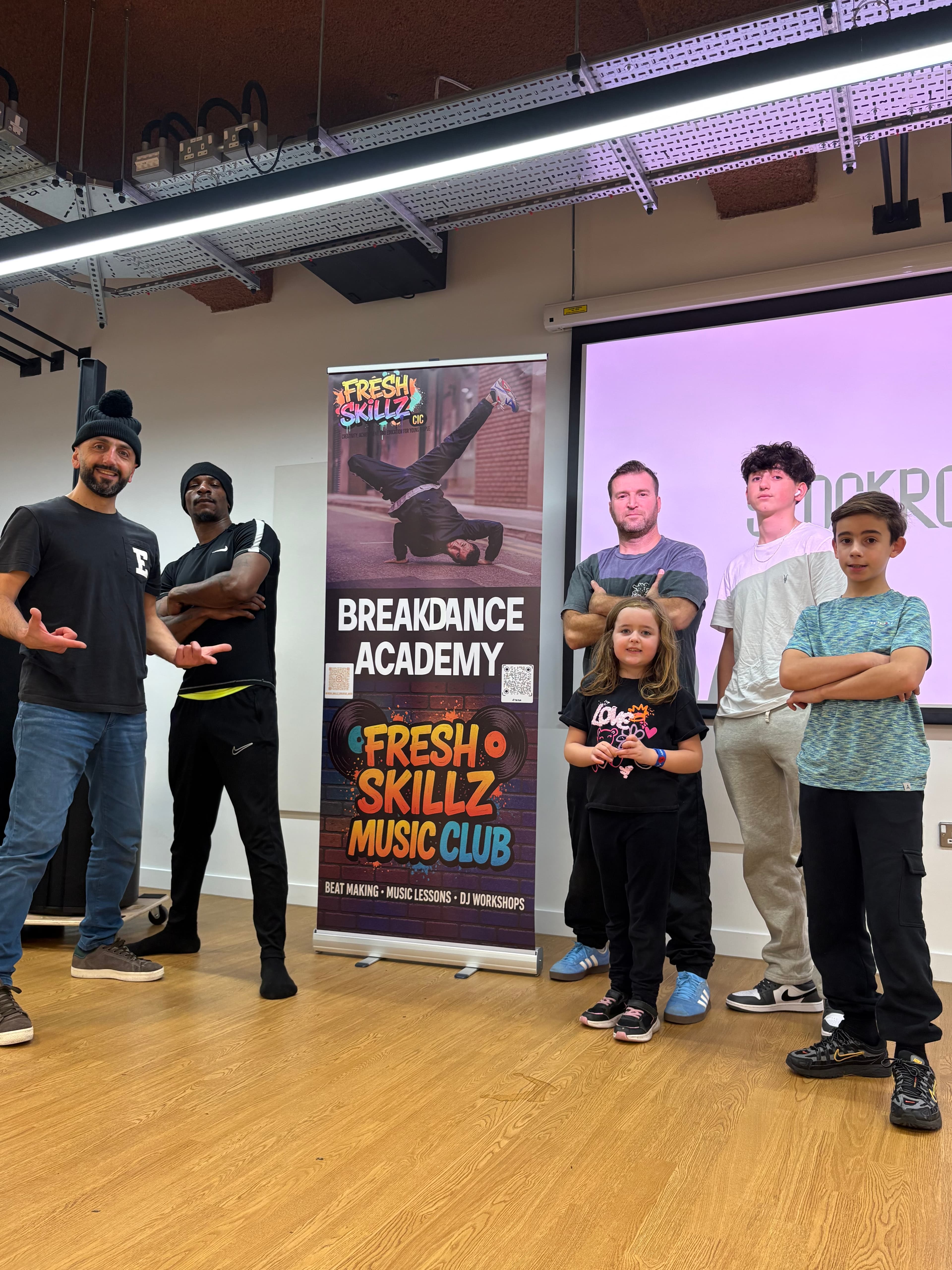 Fresh Skillz CIC community — coaches and young people together at Breakdance Academy